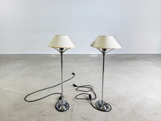 Image 1 of Set di 2 lampade cromate lampada da tavolo stile antico lampada da terra vintage