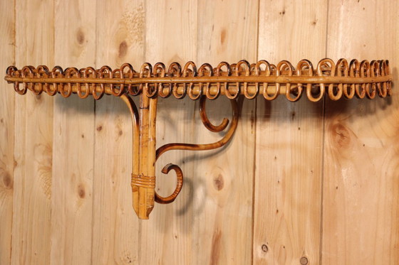 Image 1 of Spiegel en rotan standaard van Franco Albini, Italië 1960