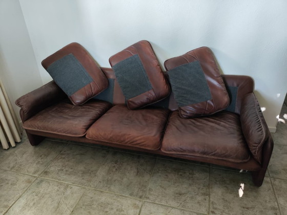 Image 1 of Ensemble de salon vintage De Sede - canapé 3 places + 2 fauteuils - cuir de buffle épais - 1970