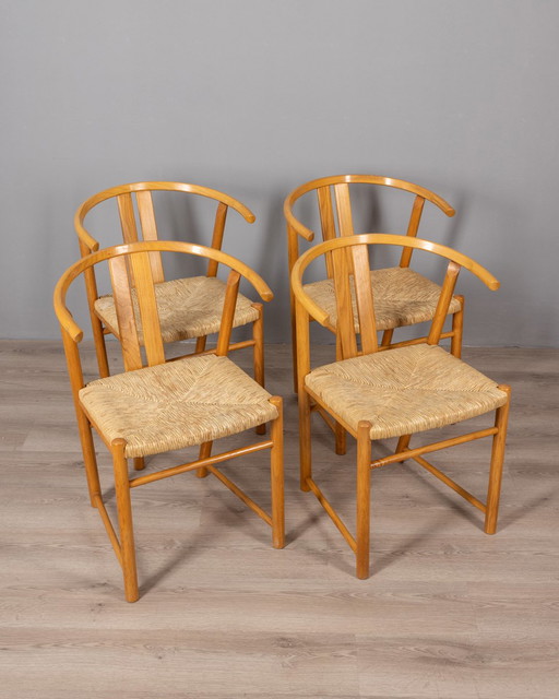 Set Of 4 Vintage 80S Chairs In Oak Wood Danish Design