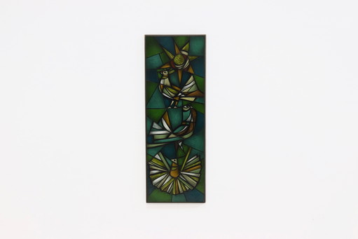 Vintage Ellemarie Woolley Attributed Enameled Glass Artwork 