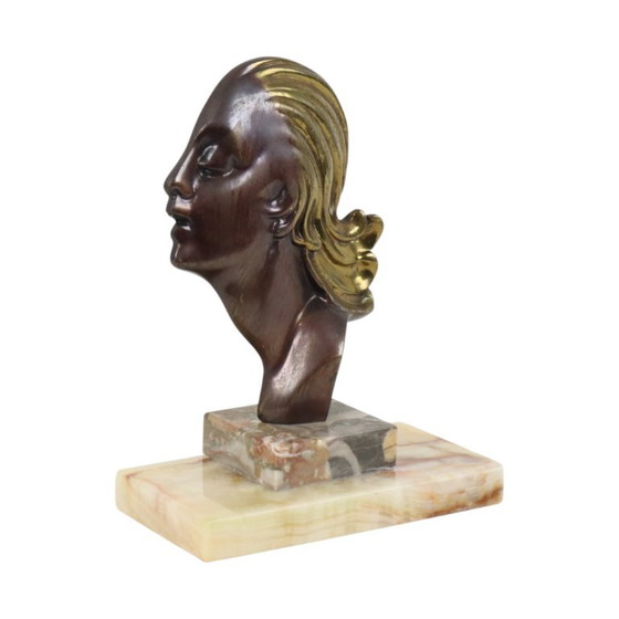 Bronzen Art Deco Beeld Vrouw – Beeldhouwkunst, Marble (photo 2 of 15)