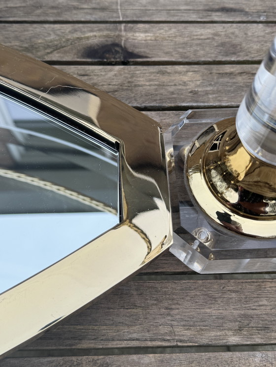 Image 1 of Tavolino da caffè Hollywood Regency | Italiano, dorato e a specchio | ca. 1975)