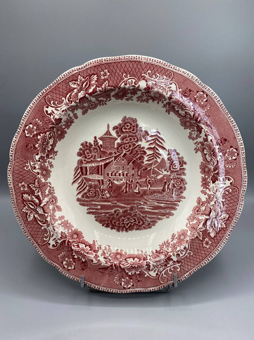 Grande piatto antico profondo - Modello Red Avon Cottage - Enoch Wedgwood (Tunstall) - Anni '50-'70 – decoratieve objecten