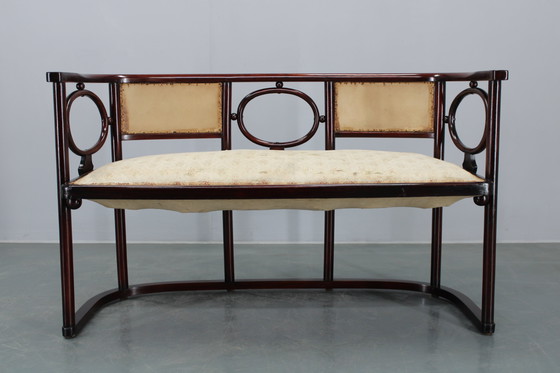 Image 1 of Beukenhouten bank en stoel