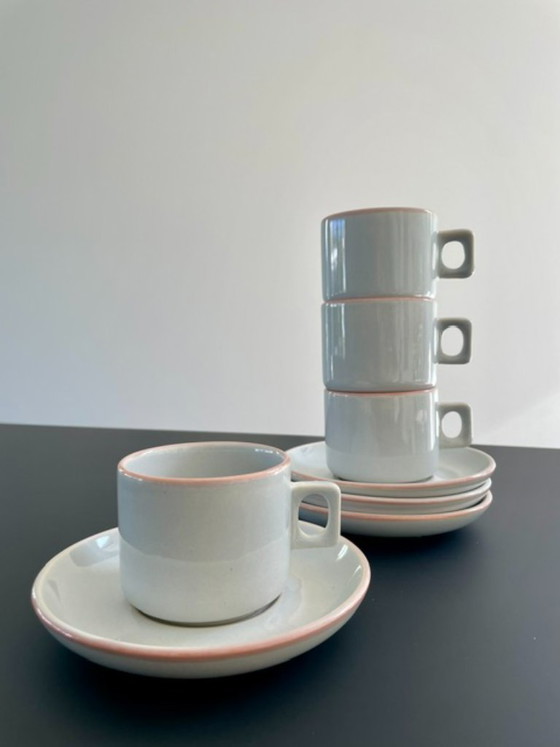 Image 1 of 4x tazas y platillos de diseño holandés Driehoek Huizen