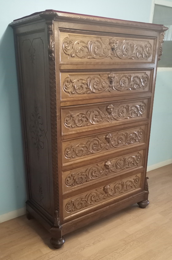 Image 1 of Antique 19Th Century Italian Walnut Chest Of Drawers