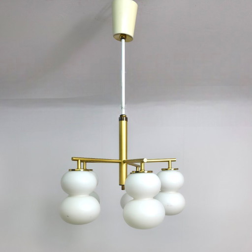 Mid-century lamp 1960s milk glass with brass