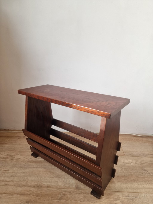 Vintage Oak Reading Tray / Side Table Mid - Century