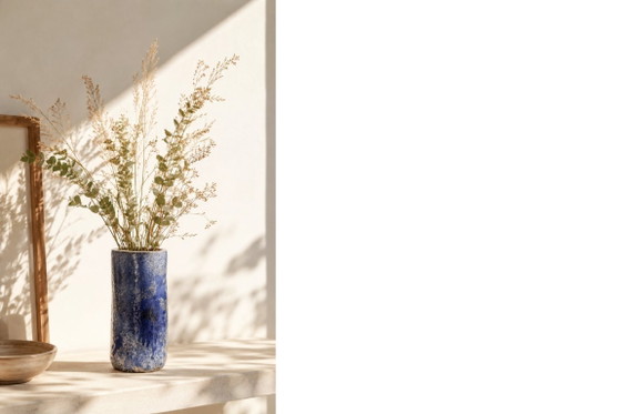 Image 1 of Vintage Natural Scandinavian Modern Blue Clay Ceramic Vase, 1960s