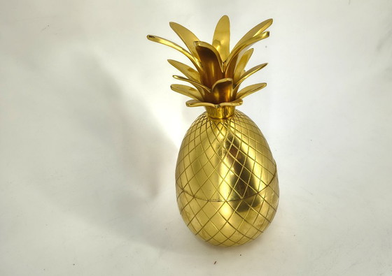 Image 1 of Seau à glace vintage en laiton en forme d'ananas, années 1970