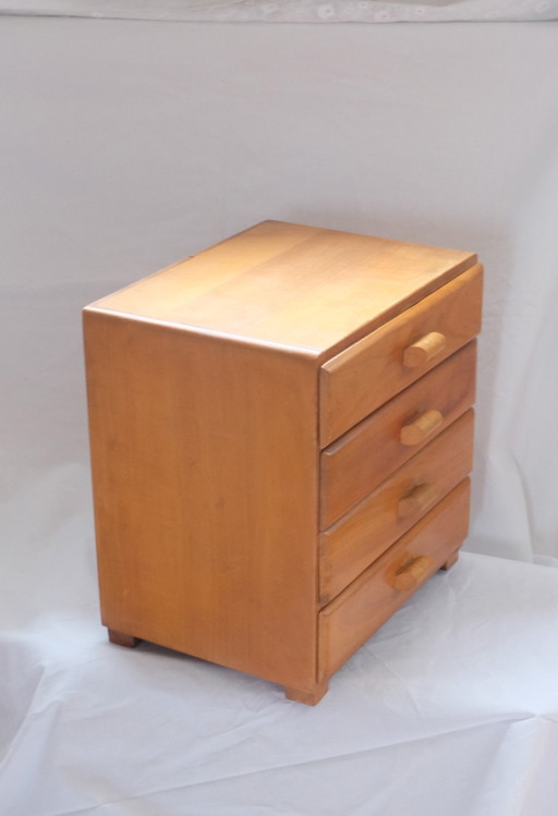 Caja de costura, cajón, joyero, madera, años 50, Okaeb