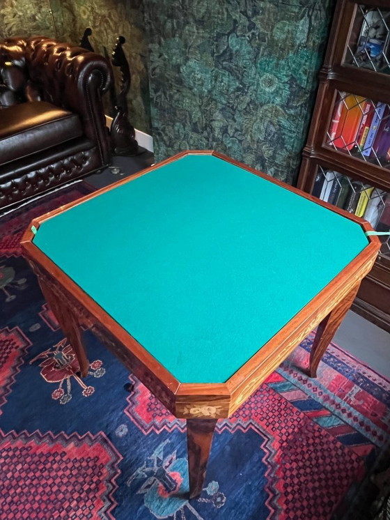 Image 1 of Tavolo multigioco intarsiato italiano di metà secolo in noce e mogano, c. 1960