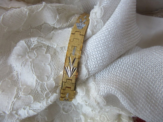 Bracciale francese sottile placcato oro giallo, retrò, vintage – Decorazione, Metallo (photo 2 of 7)