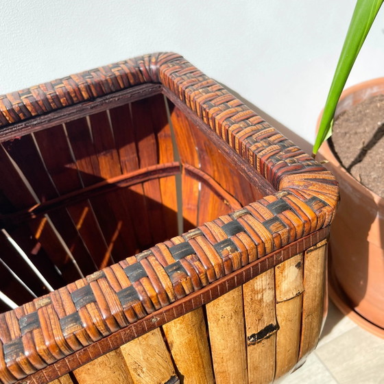 Vintage Rattan Colonial Style 1930 Umbrella Stand - Vintage Rattan Planter – Decoration, Wood (photo 5 of 10)