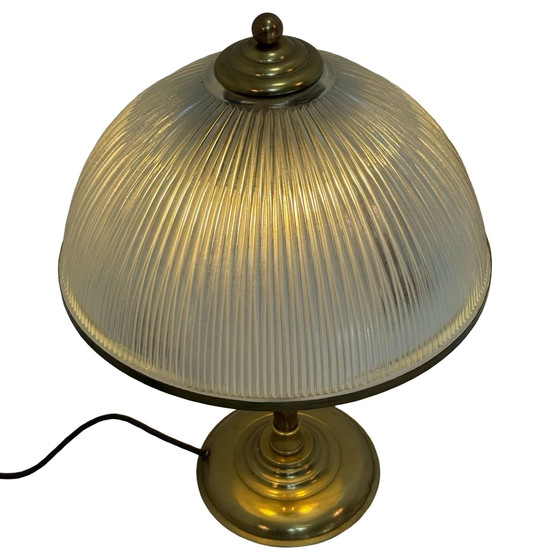 Image 1 of Art Déco - Lampada da tavolo XL - Vetro olofane - Base in ottone, due prese - In ottime condizioni!