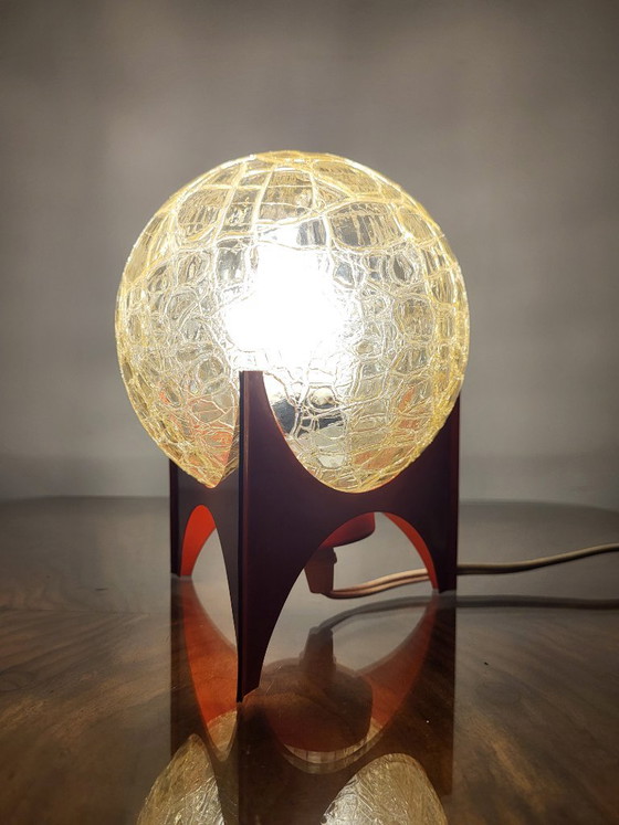 Lampada da tavolo con base arancione e paralume a globo in vetro, Lampade da tavolo, Metallo (foto 8 di 8)