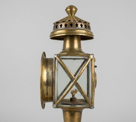 Lanterna Antica in Ottone, Kutschenlampe, Oggetti decorativi, Vetro, Dorato, Vintage (foto 4 di 6)
