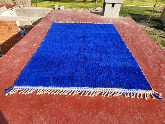 Large Beni Ouarain Berber rug in Majorelle blue, 300x200 cm, thick wool, Rugs & carpets, Cotton (photo 14 of 17)