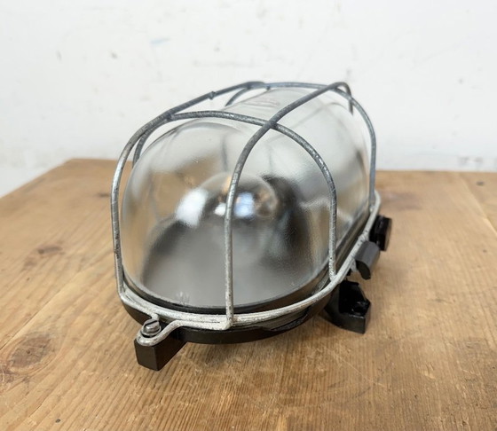 Image 1 of Industrial Brown Bakelite Wall Light with Clear Glass, 1960s