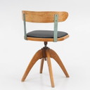Sedia da ufficio girevole scandinava in rovere e pelle DK,1920