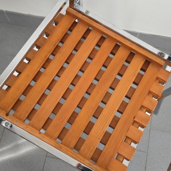 Image 1 of SUITE DE 4 CHAISES VINTAGE 1960 PIN & METAL CHROME 60S DLG CHARLOTTE PERRIAND