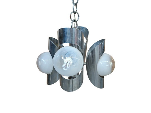 Iconic 1970s Vintage Chandelier – Space Age Design in Chrome Iron