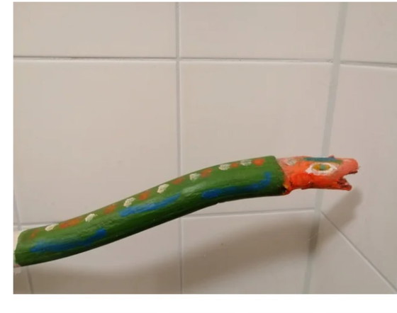 Image 1 of Corneille '67 '' Schlangenöl auf Rattan '' 30 x 70 cm