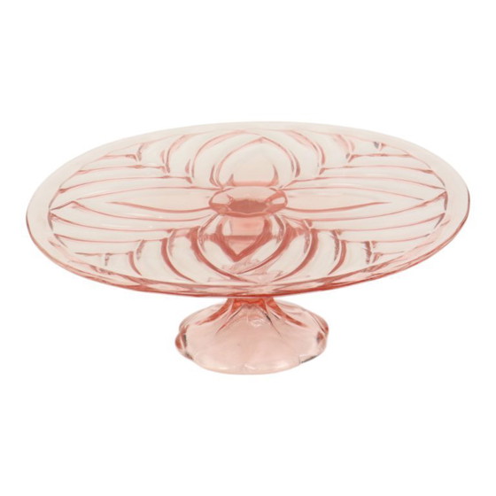 Image 1 of Pink Art Deco Cake Plate Pastry Dish