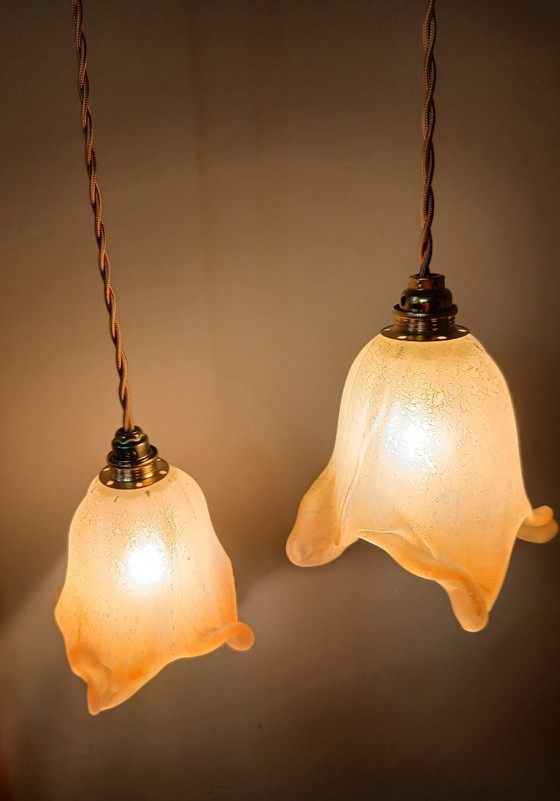 Image 1 of Set van 2 Vintage Murano hanglampen - Mid Century - Italy