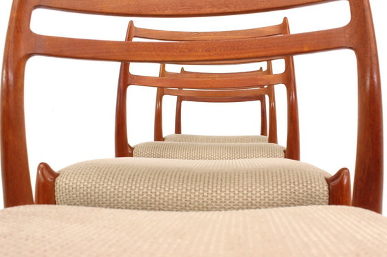 Image 1 of als nieuw, Set van 4 Niels O. Møller by J.L. Møllers, Model 78 Vintage Teak Deense Eetkamerstoelen, nieuwe bekleding, RP. 5160,-