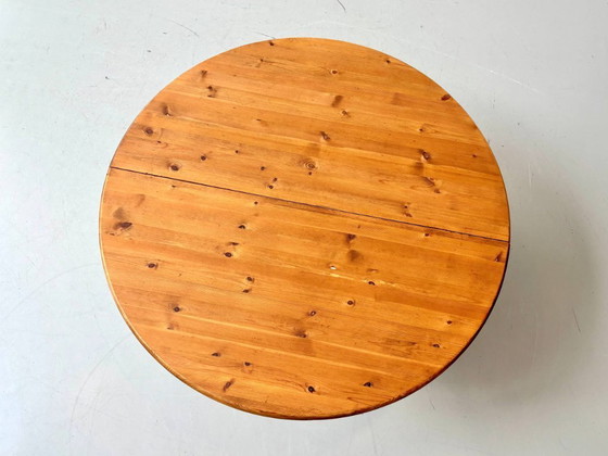 Image 1 of Table de salle à manger extensible en pin teinté foncé, années 1970
