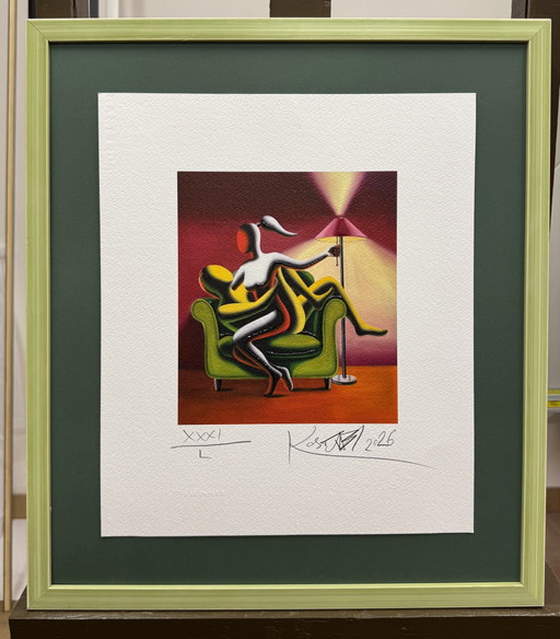 Serigrafía M. Kostabi 40x34 The Magic Moment, Pop, Moderno, Enmarcado