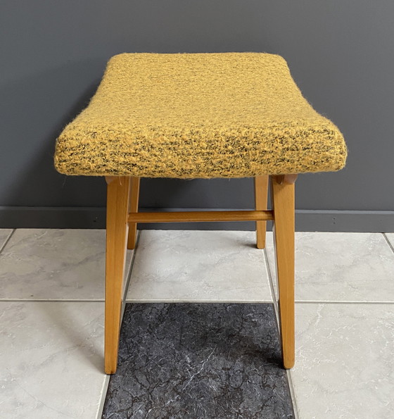 Image 1 of Yellow wool foot stool 1960s