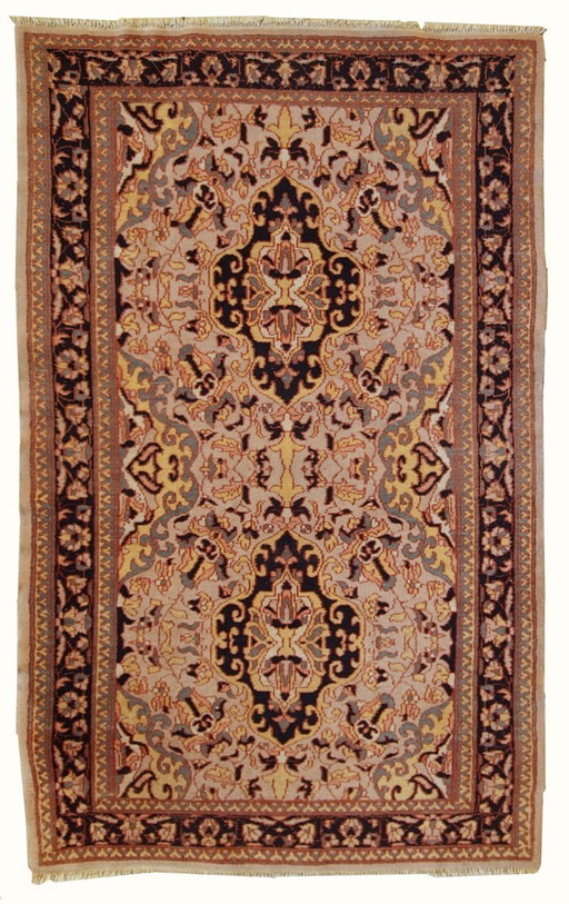 Alfombra pakistaní vintage de Lahore hecha a mano, 3,1' x 5' (95 cm x 154 cm), década de 1970 - 1C350