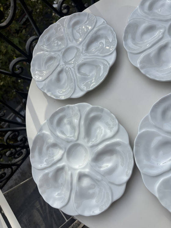 6 Assiettes à Huîtres Majolique – majolique française, Geschirr, Ceramic (photo 14 of 15)