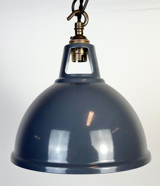 Image 1 of Lampada a sospensione vintage industriale verniciata in grigio, anni 2000