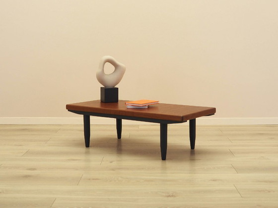 Danish Teak Veneer Coffee Table With Black Legs, 1970s – Wood (photo 3 of 9)