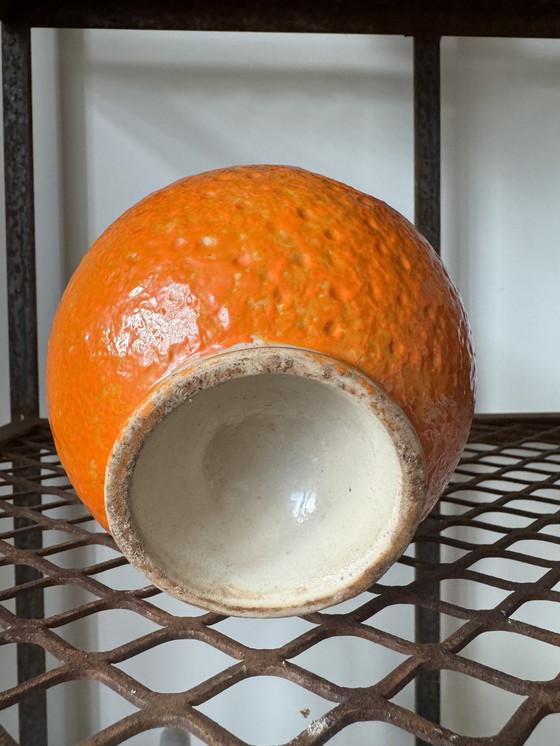 Image 1 of Vintage Pottery Orange Shaped Jug