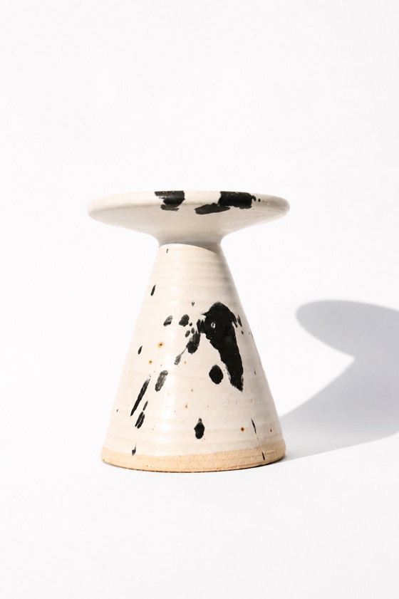 Image 1 of Bougeoirs en céramique rares, style postmoderne, à décor éclaboussé, de Karsten Nielsen KN, Danemark