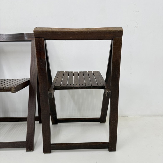Image 1 of Set of 3 Aldo Jacober for Alberto Bazzani Wooden Folding Chairs, 1960’s
