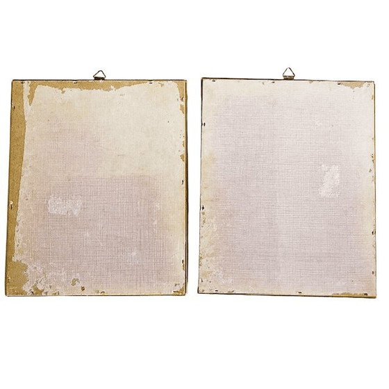 Image 1 of Set of Vintage Silk Paintings with Gold Frames 1960s