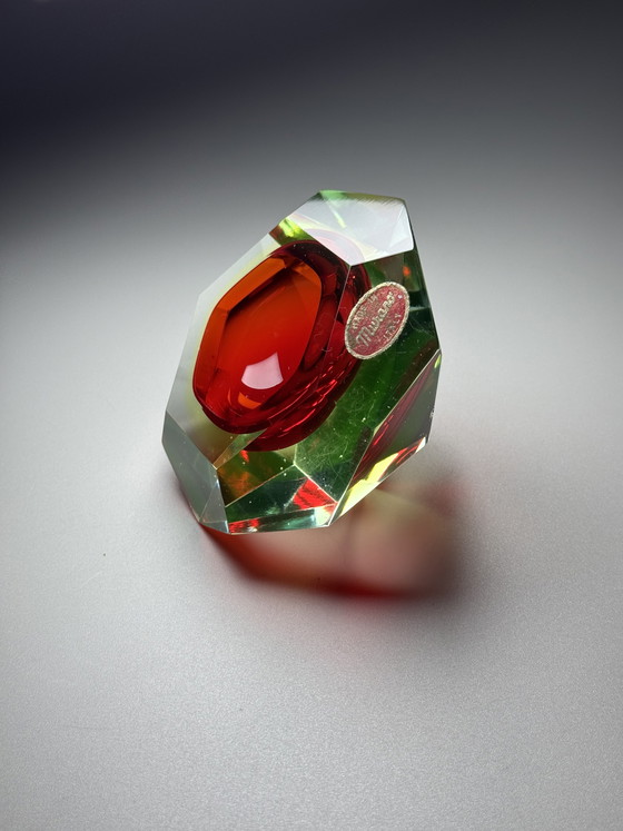 Image 1 of SEGUSO - Flavio Poli, Murano – Two-Tone Sommerso Crystal Bowl (Uranium & Ruby), 1950s