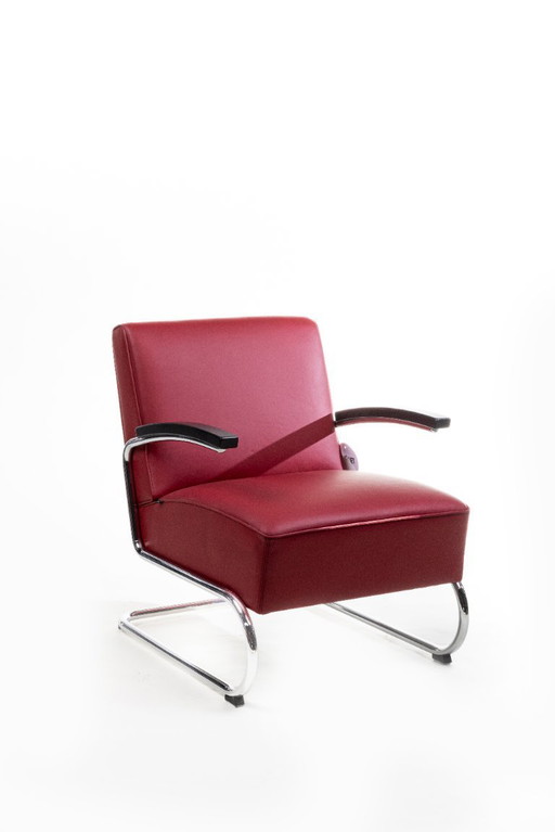 1x Thonet S411 + ottoman - Red leather
