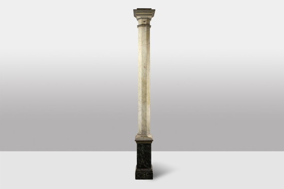 Image 1 of Pair of columns in wood painted to imitate marble. 1880s.