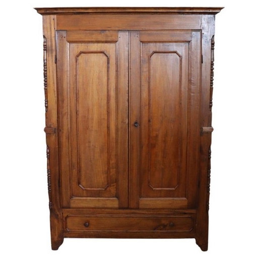 Armoire ancienne en bois de peuplier massif, Italie 19ème siècle