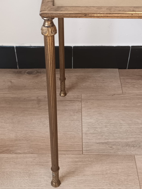 Image 1 of Bronze side table with pressed flowers