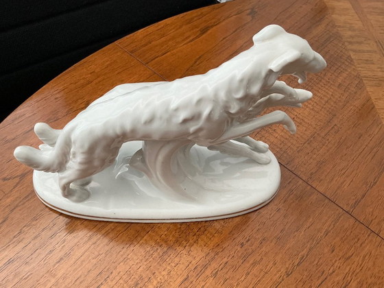 Image 1 of Porcelijnen borsoi honden in wit 