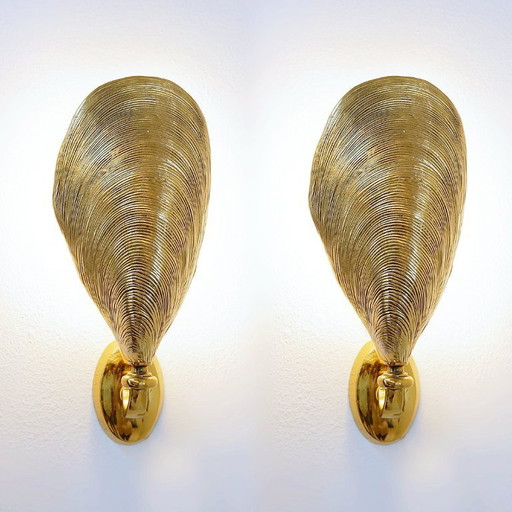 Paire d'appliques en bronze en forme de coquille de moule par Maison Jansen - Années 1970 (2 paires disponibles)