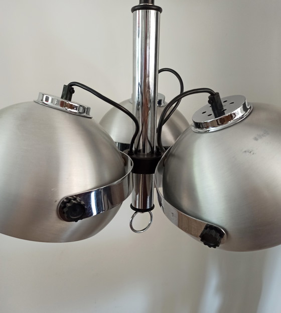 Image 1 of Oogvormige hanglamp van geborsteld metaal